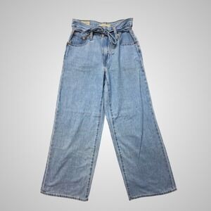 Levi's Premium Ribcage Straight 23 High Rise Paperbag Wide Leg Jeans 23x31 NWOT